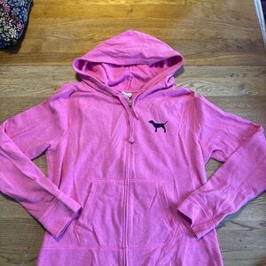 PINK Victoria's Secret Bright Pink Zip-Up Hoodie